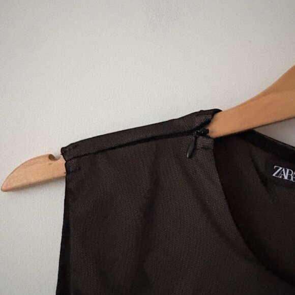 Zara Tulle Mixed Maxi Dress Black Grey Size Medium Blogger Fav - Picture 10 of 13